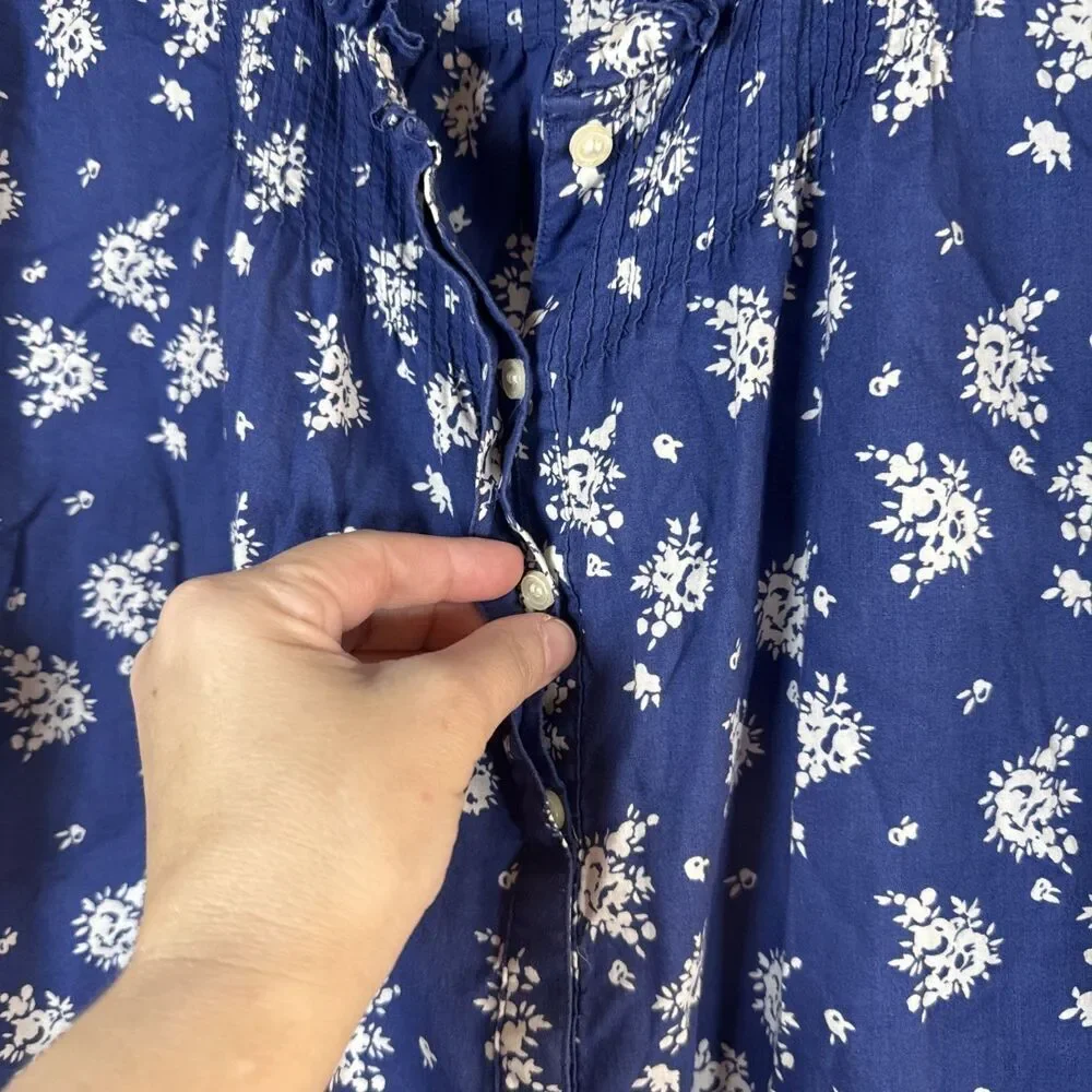 J. Crew Blue Floral Blouse Size XL Preowned - Picture 15 of 15